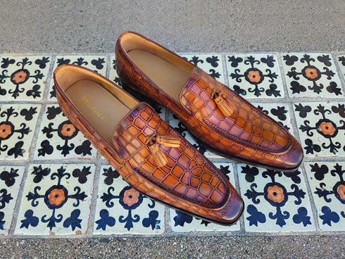 Tassel Loafer With Gator Print Carrucci