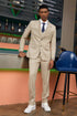 Men's Stacy Adam's Two Button Vested Summer Suit in Light Tan