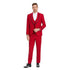 New Tazio Birdseye Textured Red Tuxedo | Shawl Collar Satin Trim 3-Piece