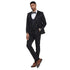 2025 Floral Mens 3PC Suit w/ Double Breasted Prom Vest by Tazzio, Black Black Prom Tuxedos