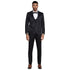 2025 Floral Mens 3PC Suit w/ Double Breasted Prom Vest by Tazzio, Black Black Prom Tuxedos