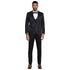 2025 Floral Mens 3PC Suit w/ Double Breasted Prom Vest by Tazzio, Black Black Prom Tuxedos