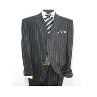 Celebrity Jet Black Pinstripe Rayon Fabric 1920'S 30'S Fashion Look Available In 2 Or Three