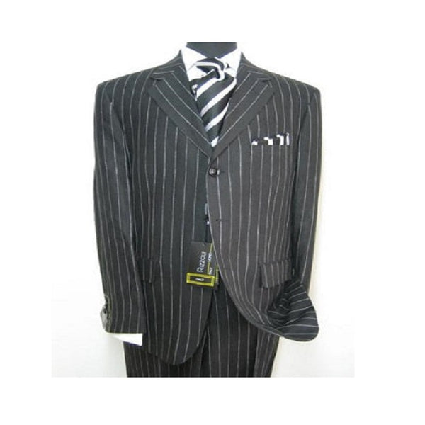 Celebrity Jet Black Pinstripe Rayon Fabric 1920'S 30'S Fashion Look Available In 2 Or Three ~ 3 Buttons Bold Chalk Stripe Italian Fabric Design