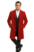 Three Buttons Red Wool Fabric Overcoat / Long men's Dress Topcoat - Winter coat
