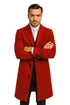 Three Buttons Red Wool Fabric Overcoat / Long men's Dress Topcoat - Winter coat