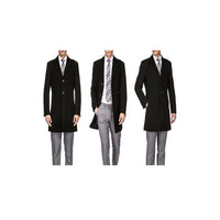 Three Quarter Car coat Single Breasted Black Wool Jacket