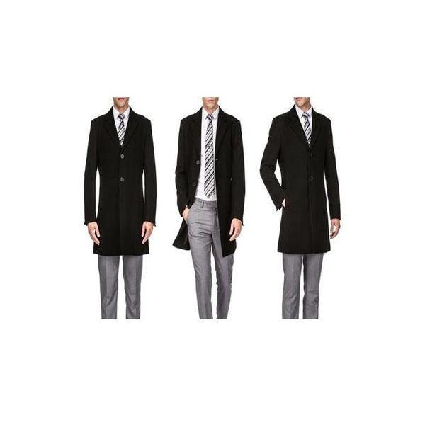 Three Quarter Car coat Single Breasted Black Wool Jacket