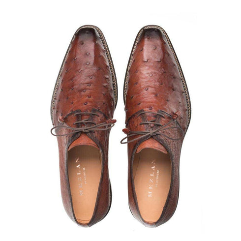 Tillson Brandy Genuine Ostrich Plain Toe Mens Blucher By Mezlan Made In Spain Brand