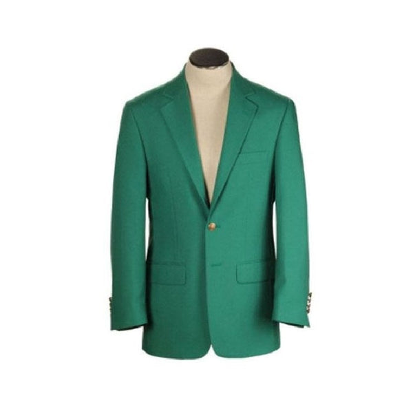BREASTED TWO BUTTON GREEN BLAZER