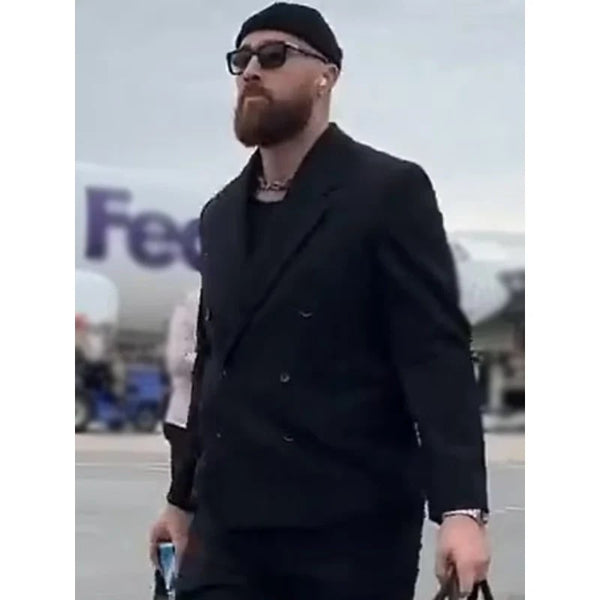 Travis Kelce AFC Championship Rounded Cuffs Black Suit