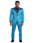 Blue Wedding Tuxedo - Men's Slim Fit Vested Shiny Satin Prom & Wedding Turquoise Tuxedo Suit