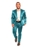 Mens Two Buttons Peak Lapel Suit Turquoise