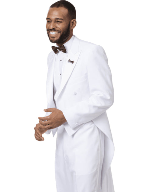 Mens Classic Microfiber Tail Tuxedo in White