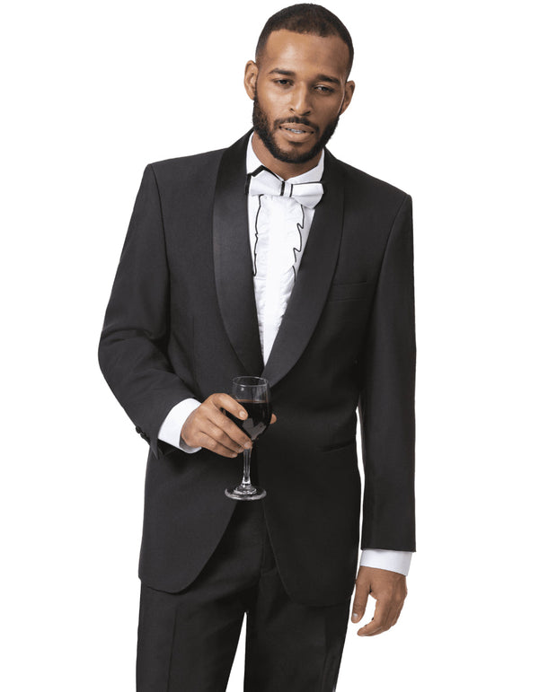 Mens Classic Microfiber Shawl Tuxedo in Black