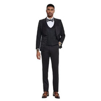 2026 Black Paisley 3pc Men's Suit Tuxedo by Tazzio