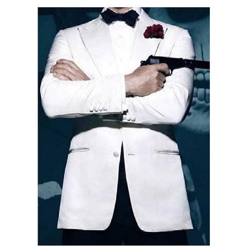 Men's James Bond Outfit Spectre 1 Button White Tuxedo Blazer