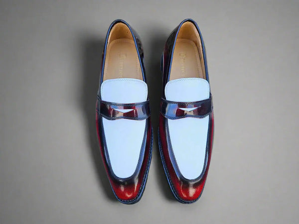 Two Tone Patent Leather Penny Loafer Carrucci