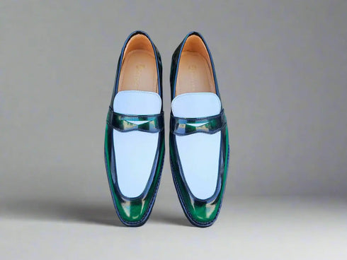 Two Tone Patent Leather Penny Loafer Carrucci