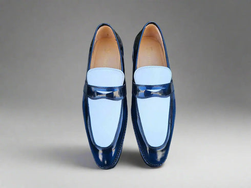 Two Tone Patent Leather Penny Loafer Carrucci