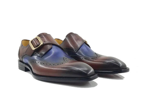 Two Tone Wingtip Monk Strap