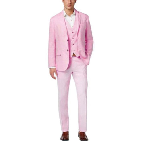 Two Button Alberto Nardoni Baby Pink Linen Suit