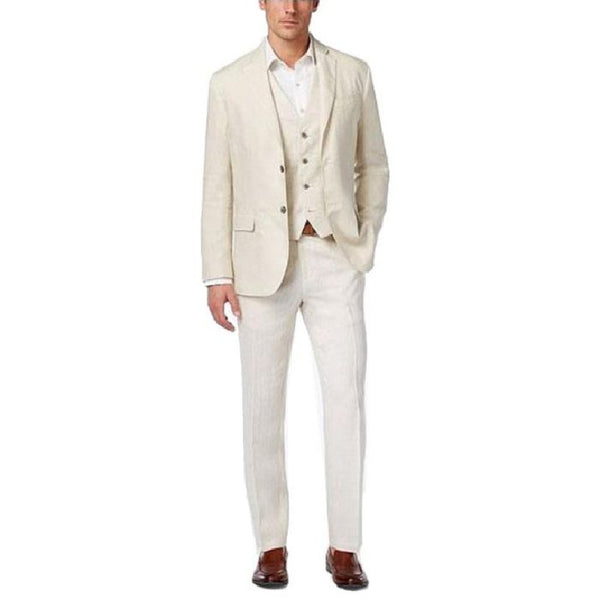 Two Button Alberto Nardoni Natural Linen Suit Overcoat