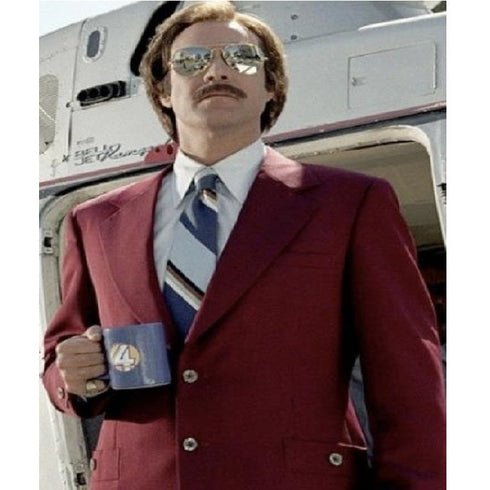 Ron Burgundy Suit - Light Burgundy Color Vested Suit