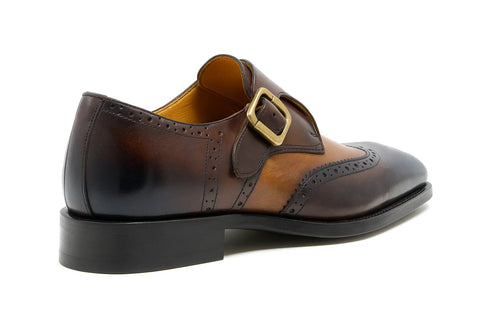 Two Tone Wingtip Monk Strap