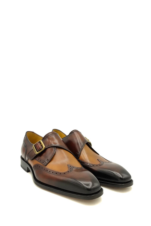 Two Tone Wingtip Monk Strap