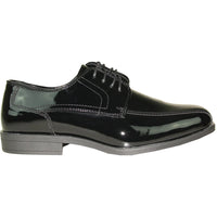 Bravo Mens Formal Wedding and Prom Double Runner Shiny Patent Dress Shoe in Black