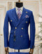 Designer Mens Double Breasted Gold Button Suit in Midnight Blue