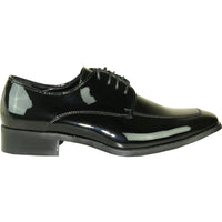 Bravo Mens Classic Moc Toe Shiny Patent Tuxedo Prom Shoe in Black