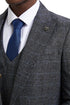 Men's Stacy Adams Peak Lapel Suit with Double Breasted Vest in Charcoal Grey Windowpane Plaid