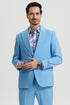 Men's Vested One Button Peak Lapel Stacy Adams Designer Suit in Sky Blue