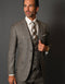 Mens 2 Button Vested Modern Fit Wool Suit in Taupe Plaid