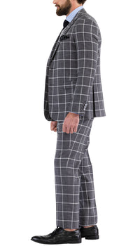 Harvy Grey Mens 2 Button Slim Notch Lapel Suit