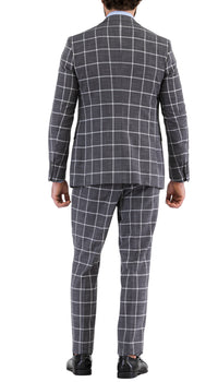 Harvy Grey Mens 2 Button Slim Notch Lapel Suit