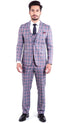 Stylish Grey and Red Checkered Suit for Men – Slim Fit 3 Piece Formal Outfit