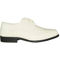 Bravo Mens Formal Wedding & Prom Double Runner Shiny Patent Dress Shoe in Ivory