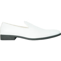 Bravo Mens Classic Plain Toe Slip on Loafer Dress Shoe in White
