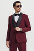 Men's Stacy Adams Vested One Button Shawl Lapel Designer Tuxedo in Burgundy
