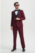 Men's Stacy Adams Vested One Button Shawl Lapel Designer Tuxedo in Burgundy