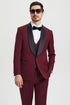 Men's Stacy Adams Vested One Button Shawl Lapel Designer Tuxedo in Burgundy