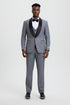 Men's Stacy Adams Vested One Button Shawl Lapel Designer Tuxedo in Grey