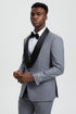 Men's Stacy Adams Vested One Button Shawl Lapel Designer Tuxedo in Grey
