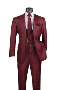 Mens Glen Plaid 3-Piece Suit – Classic Regular Fit Design