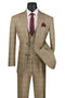 Renaissance Collection - Regular Fit Glen Plaid 3 Piece Suit Camel