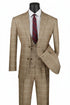 Mens Glen Plaid 3-Piece Suit – Classic Regular Fit Design