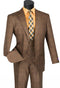 Renaissance Collection - Regular Fit Glen Plaid 3 Piece Suit Chestnut